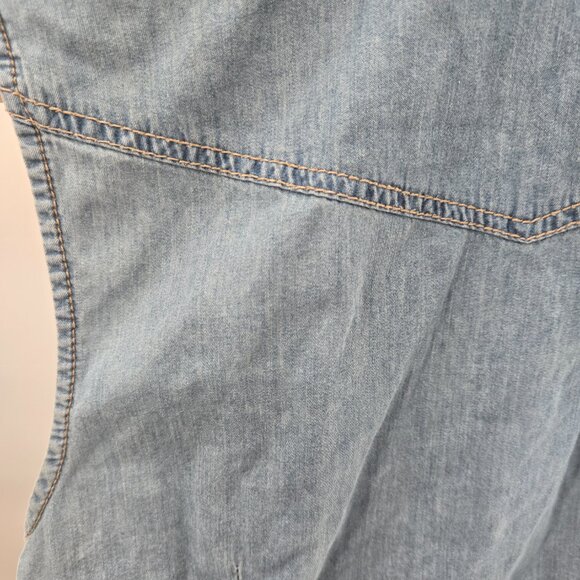 Forever 21 Blue 100% Cotton Denim Snap Pearl Tie Front Vest Medium - Picture 8 of 15